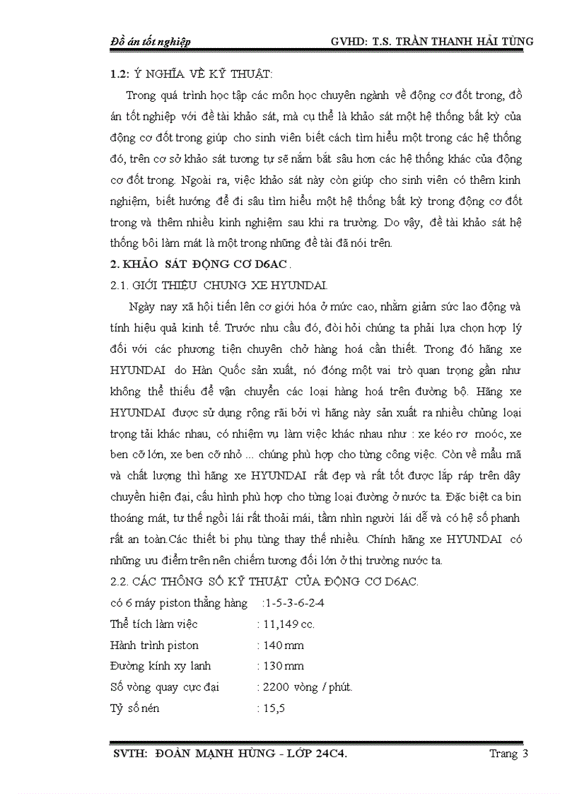 image for page Khảo sát hệ thống làm mát trên động cơ D6AC được lắp trên xe HYUNDAI