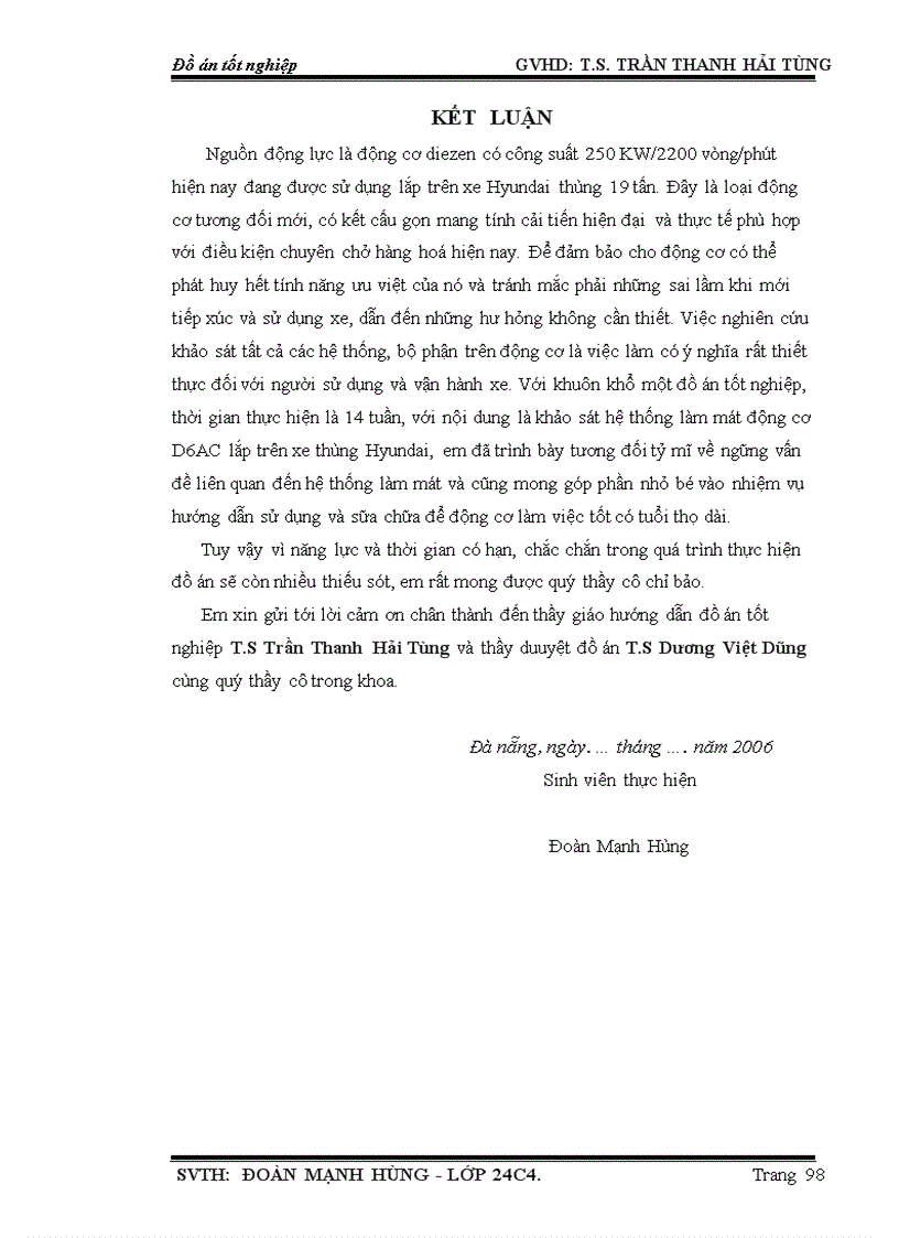 image for page Khảo sát hệ thống làm mát trên động cơ D6AC được lắp trên xe HYUNDAI