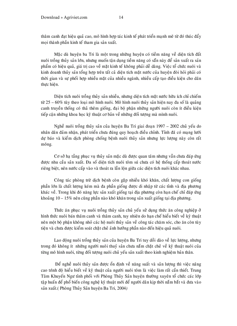 image for page Khảo sát hiện trạng nuôi tôm sú thâm canh tại xã Vĩnh An huyện Ba Tri tỉnh Bến Tre