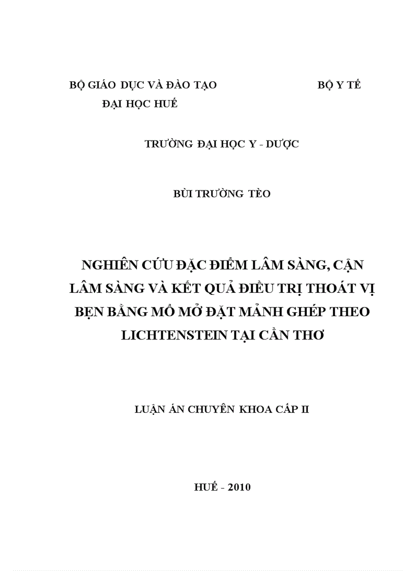 image for page Nghiên cứu đặc điểm lâm sàng cận lâm sàng và kết quả điều trị thoát vị bẹn bằng mổ mở đặt mảnh ghép theo Lichtenstein tại Cần Thơ