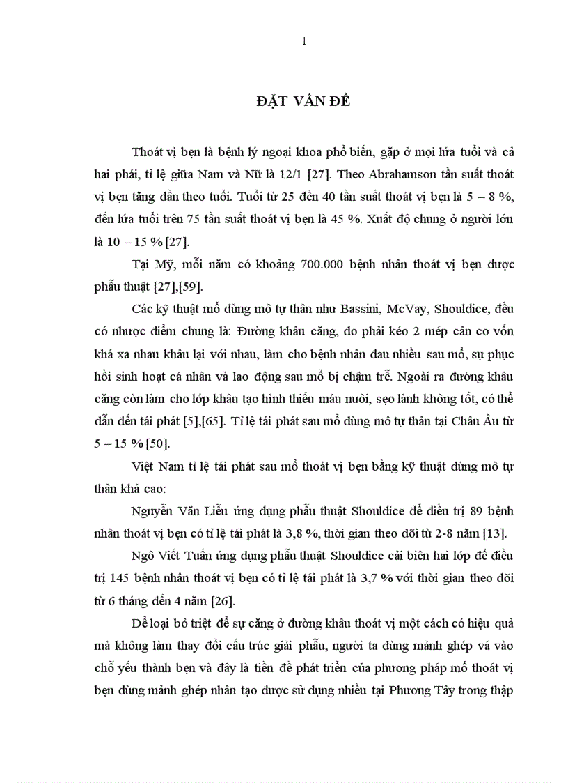 image for page Nghiên cứu đặc điểm lâm sàng cận lâm sàng và kết quả điều trị thoát vị bẹn bằng mổ mở đặt mảnh ghép theo Lichtenstein tại Cần Thơ
