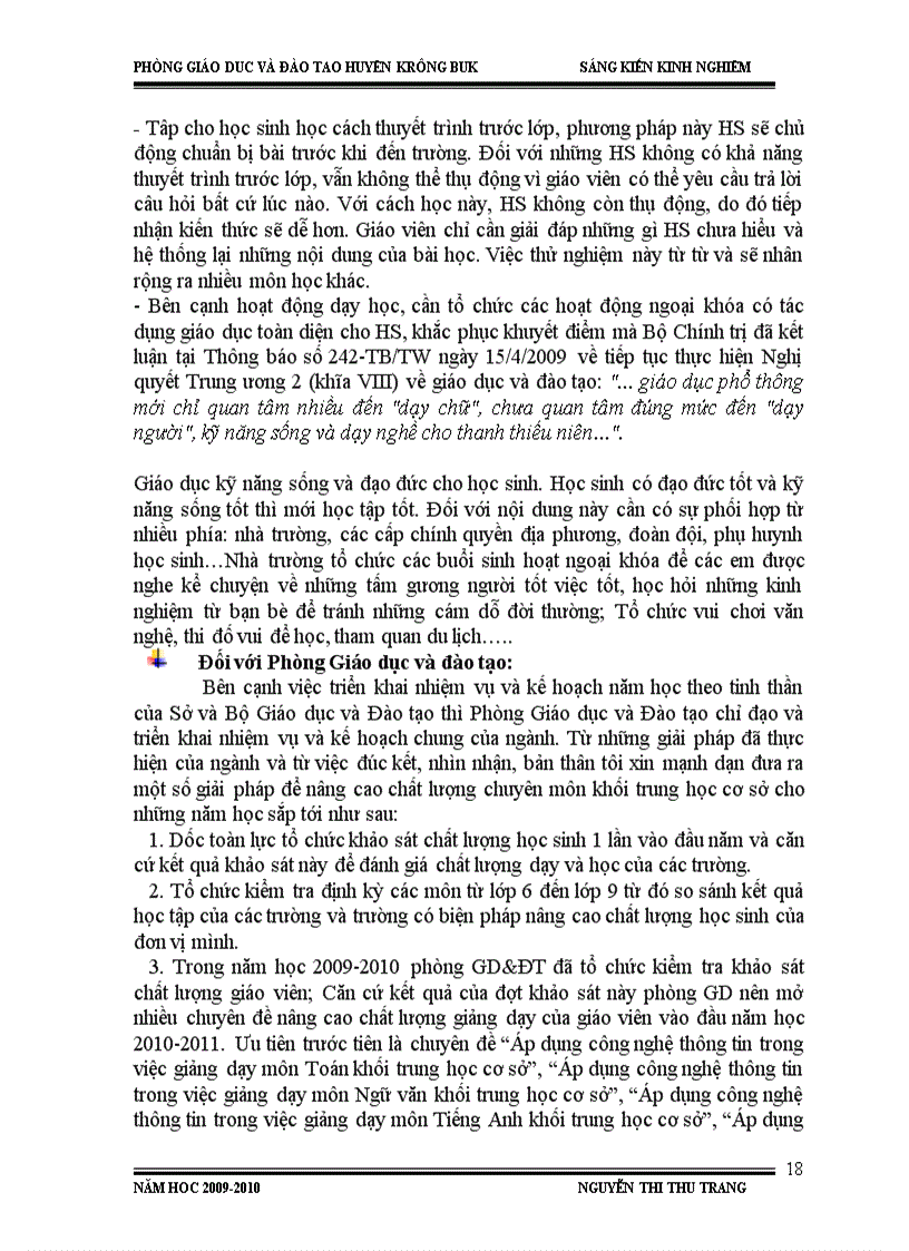 image for page Giải pháp nâng cao chất lượng dạy và học khối THCS