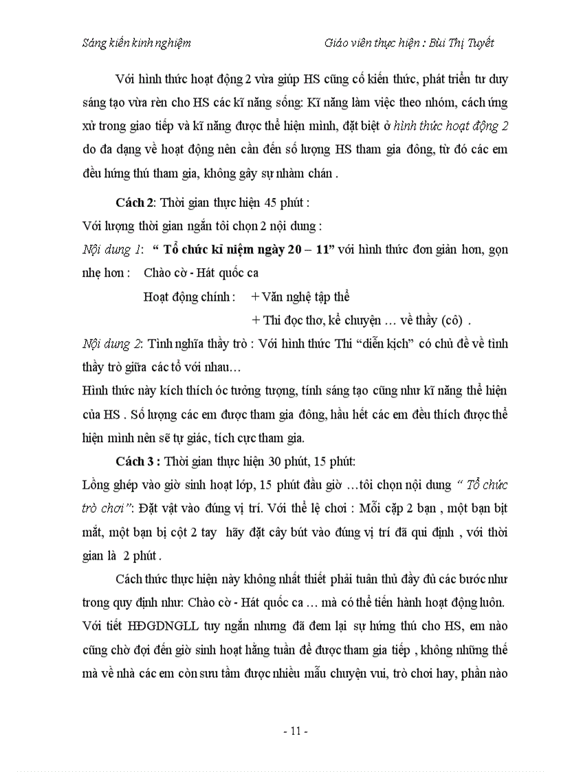 image for page Tổ chức tiết hoạt động ngoài giờ lên lớp theo phương pháp đổi mới nhằm nâng cao chất lượng giáo dục Sáng kiến kinh nghiệm dạy học