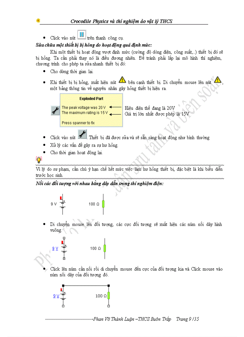 image for page Khai thác chương trình Crocodile Physics vào thiết kế thí nghiệm Vật lý ở trường THCS Sáng kiến kinh nghiệm dạy học