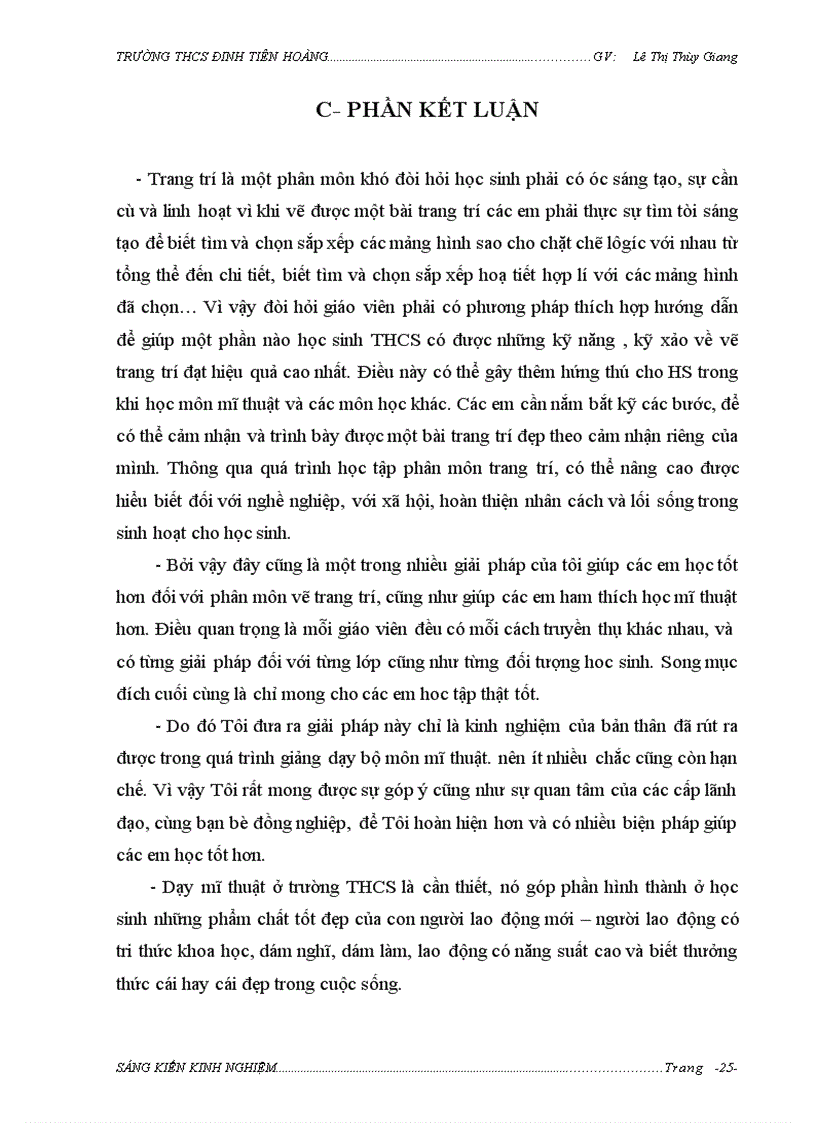 image for page Phương pháp dạy phân môn trang trí ở trường THCS Sáng kiến kinh nghiệm dạy học