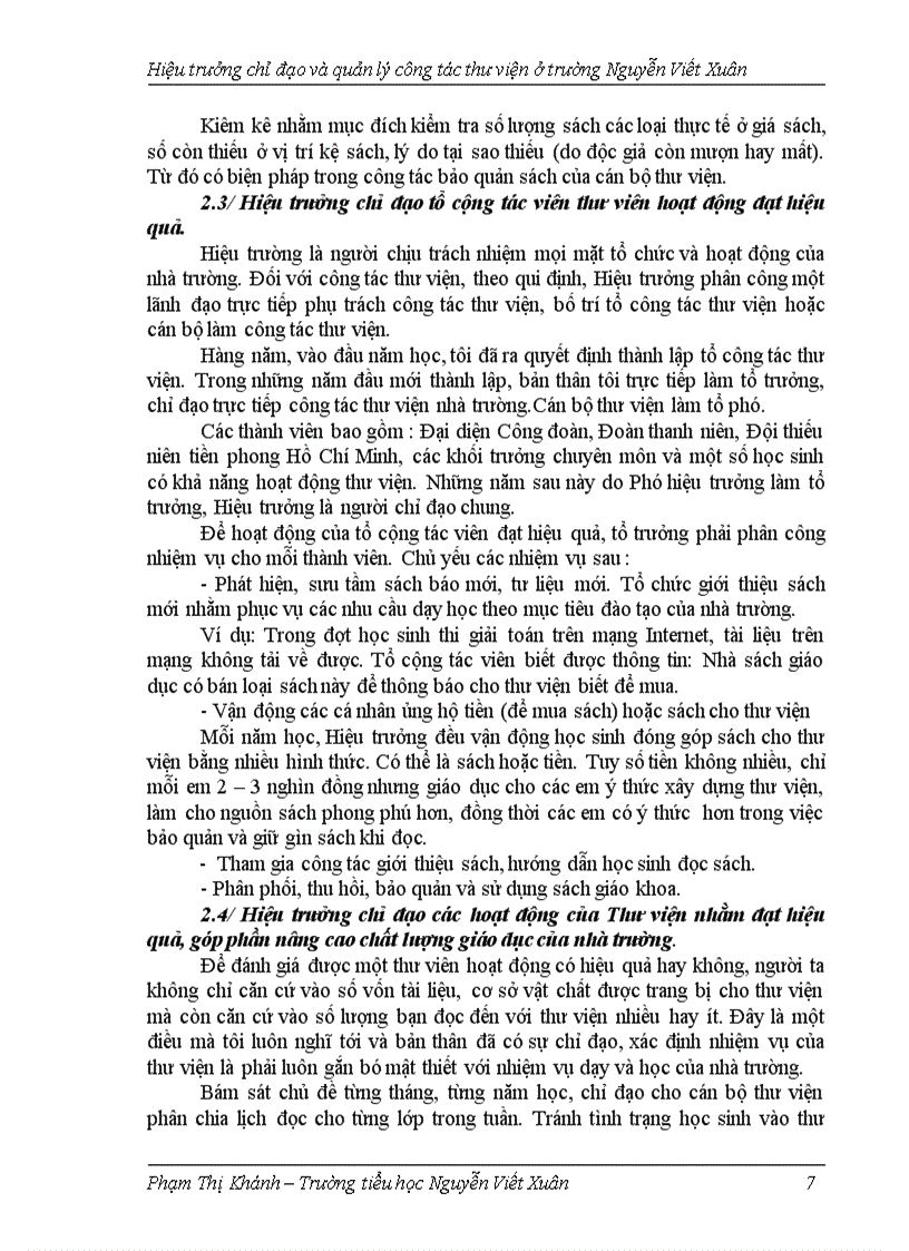 image for page Hiệu trưởng chỉ đạo và quản lý công tác thư viện ở trường Tiểu học Nguyễn Viết Xuân huyện Cư M Gar Sáng kiến kinh nghiệm dạy học