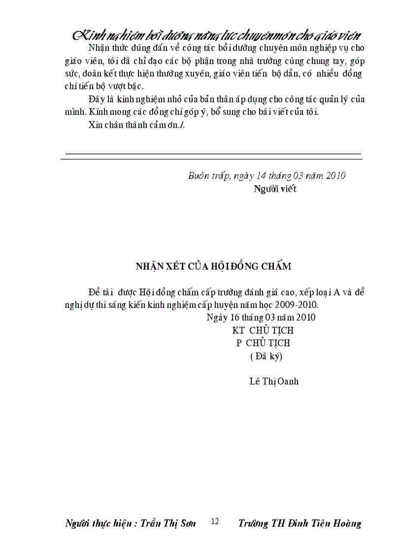 image for page Kinh nghiệm bồi dưỡng năng lực chuyên môn cho đội ngũ giáo viên Sáng kiến kinh nghiệm dạy học