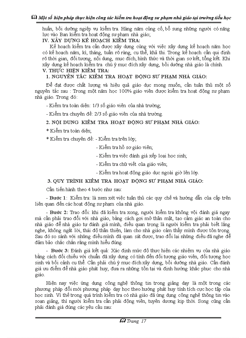 image for page Một số biện pháp thực hiện công tác kiểm tra hoạt động sư phạm nhà giáo tại trường Tiểu học Sáng kiến kinh nghiệm dạy học