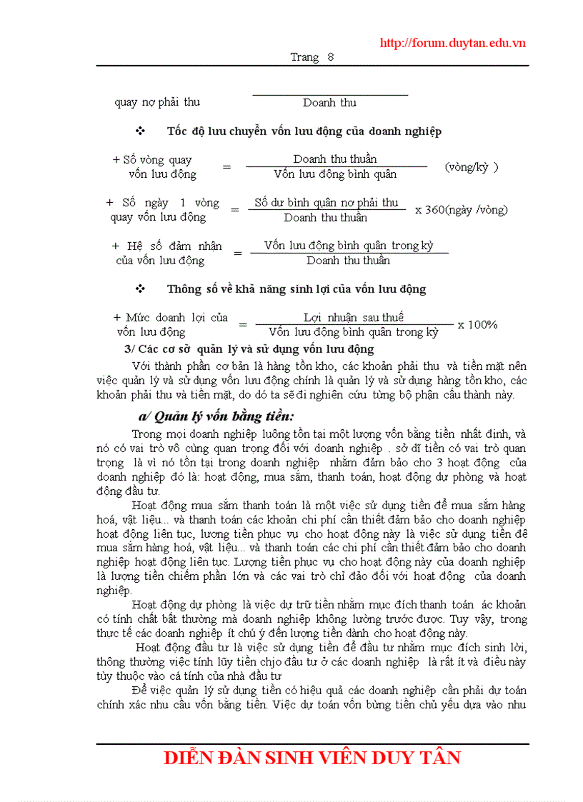 image for page Phân tích tình hình quản lý và sử dụng vốn lưu động tại Công ty Hữu Nghị Đà Nẵng