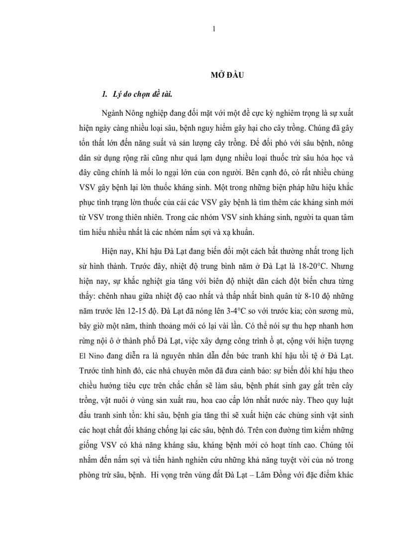 image for page Nghiên cứu khả năng sinh hoạt chất đối kháng vi sinh vật gây bệnh cho cây trồng của các chủng nấm sợi phân lập từ rừng Đà Lạt