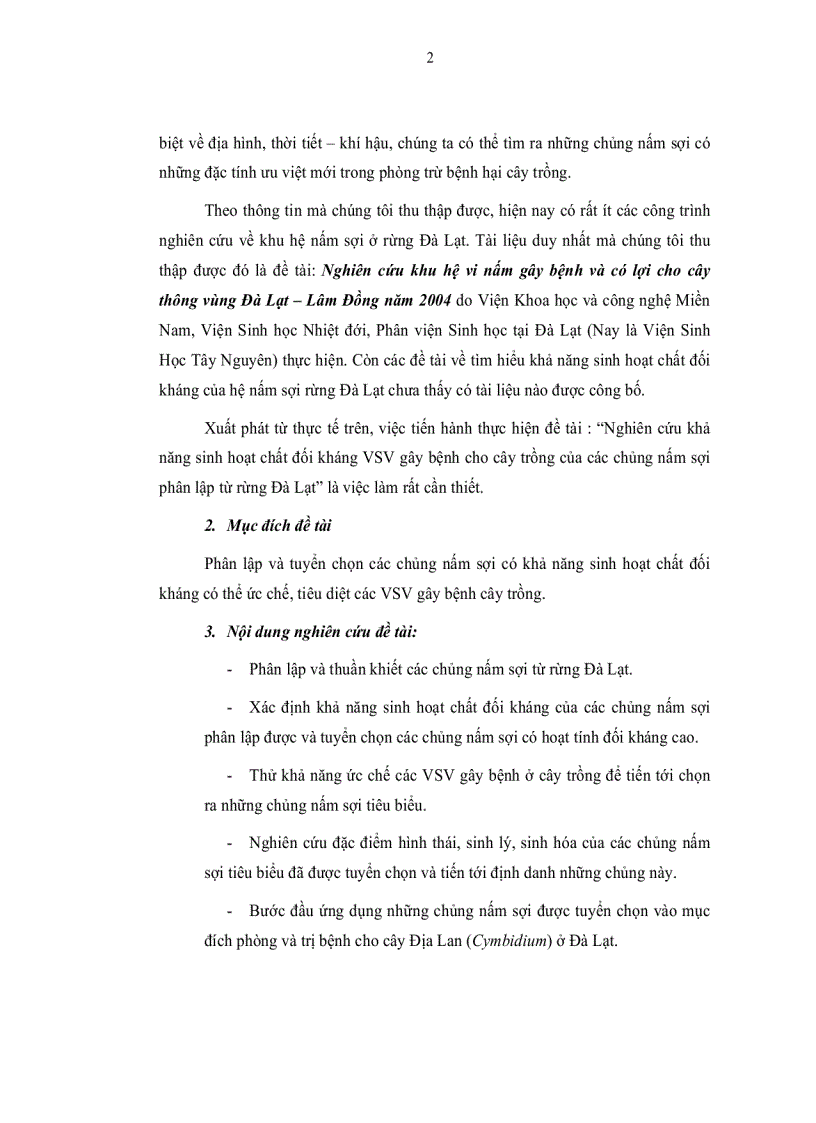 image for page Nghiên cứu khả năng sinh hoạt chất đối kháng vi sinh vật gây bệnh cho cây trồng của các chủng nấm sợi phân lập từ rừng Đà Lạt