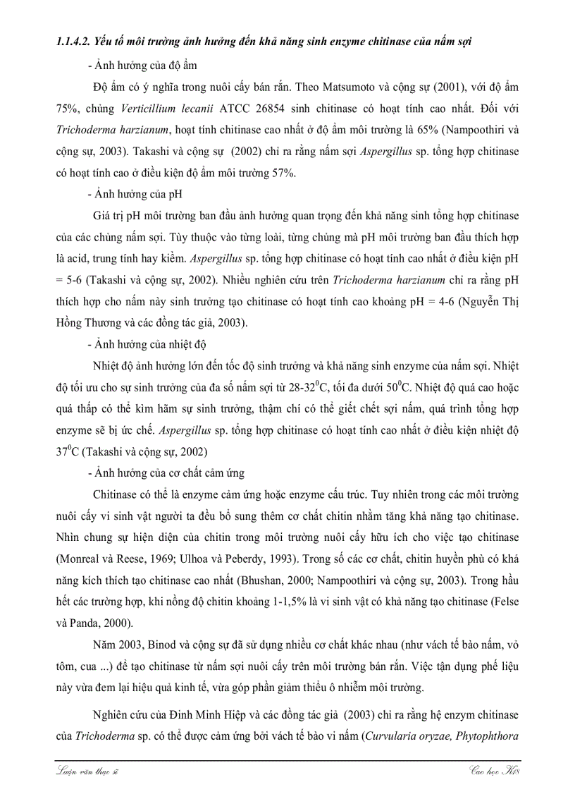 image for page Khảo sát khả năng sinh tổng hợp ENZYME CHITINASE của một số chủng nấm sợi thuộc giống ASPERGILLUS TRICHODERMA và ứng dụng