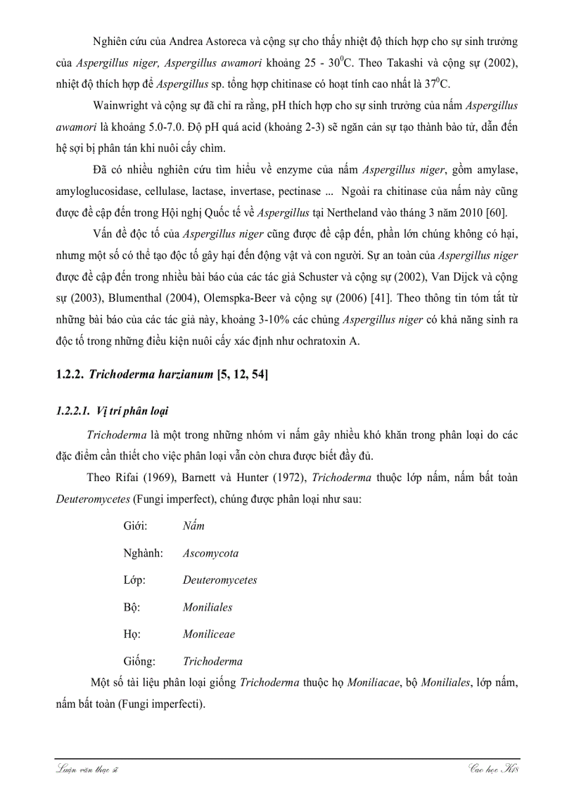 image for page Khảo sát khả năng sinh tổng hợp ENZYME CHITINASE của một số chủng nấm sợi thuộc giống ASPERGILLUS TRICHODERMA và ứng dụng