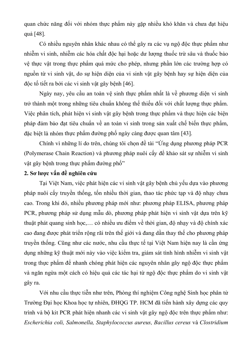 image for page Ứng dụng phương pháp PCR POLYMERASE CHAIN REACTION và phương pháp nuôi cấy để khảo sát sự nhiễm vi sinh vật gây bệnh trong thực phẩm đường phố