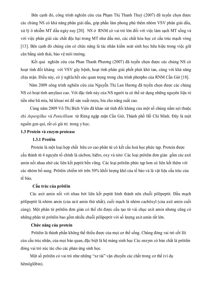 image for page Nghiên cứu khả năng sinh Enzym PROTEASE của một số chủng nấm sợi phân lập từ rừng ngập mặn Cần Giờ