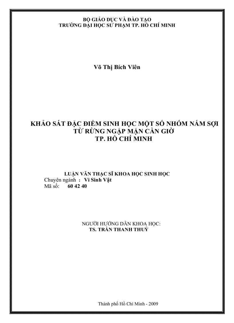 image for page Khảo sát đặc điểm sinh học một số nhóm nấm sợi từ rừng ngập mặn Cần Giờ TP Hồ Chí Minh