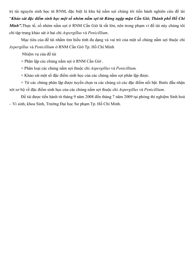 image for page Khảo sát đặc điểm sinh học một số nhóm nấm sợi từ rừng ngập mặn Cần Giờ TP Hồ Chí Minh