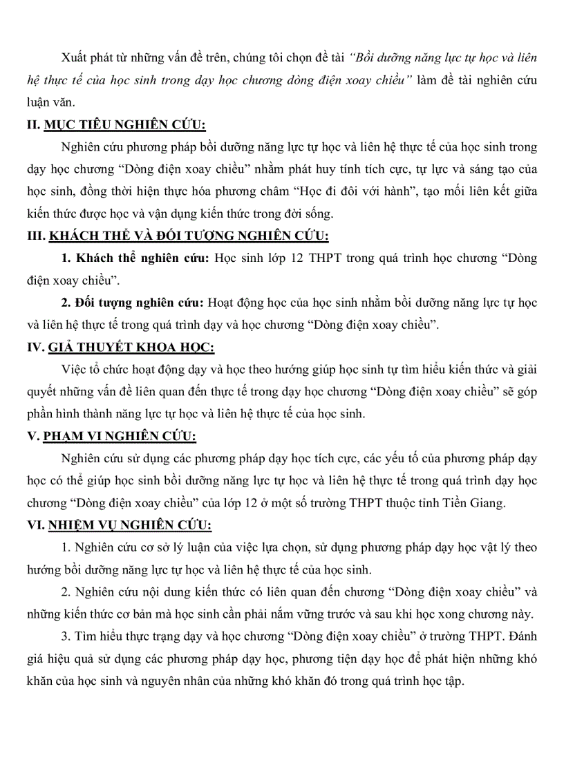 image for page Bồi dưỡng năng lực tự học và liên hệ thực tế của học sinh trong dạy học chương Dòng điện xoay chiều lớp 12 Trung Học Phổ Thông