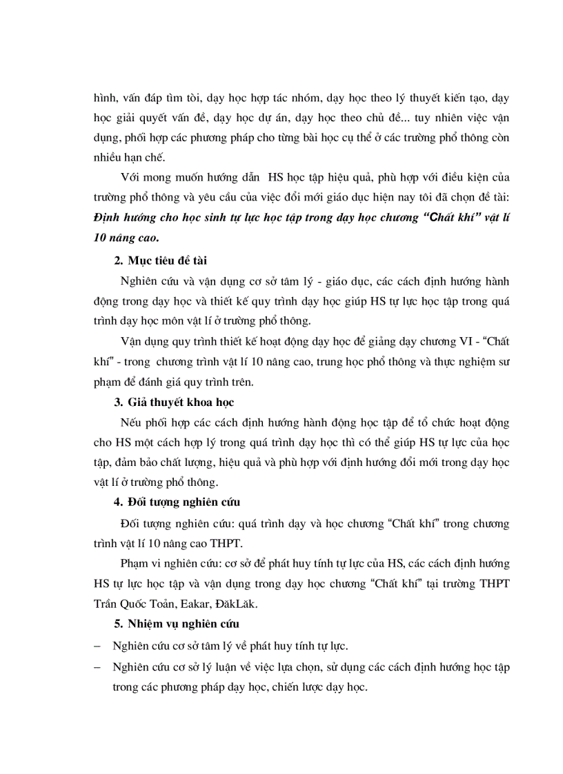 image for page Định hướng cho học sinh tự lực học tập trong dạy học chương Chất Khí vật lý 10 nâng cao