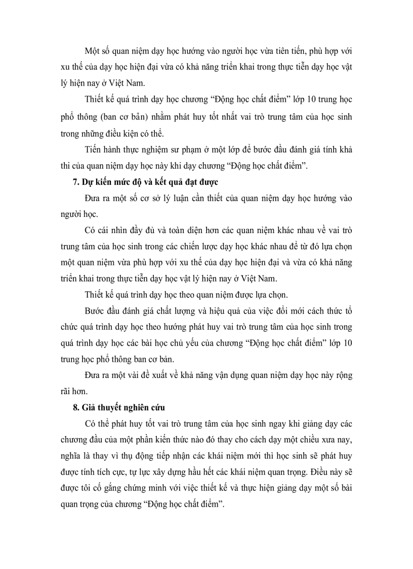 image for page Phát huy vai trò trung tâm của học sinh trong quá trình dạy học chương Động Học Chất Điểm lớp 10 Trung Học Phổ Thông ban cơ bản