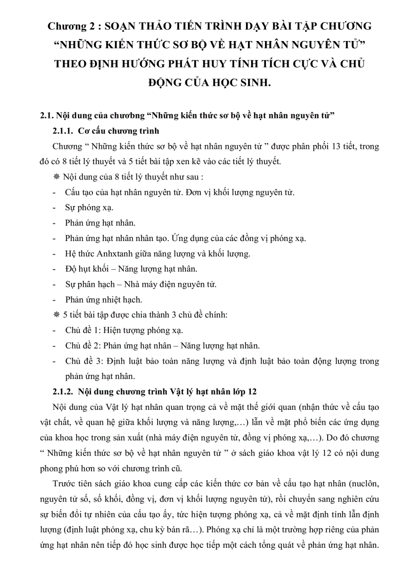 image for page Xây dựng hệ thống bài tập chương Những kiến thức sơ bộ về hạt nhân nguyên tử lớp 12 THPT theo định hướng phát huy tính tích cực chủ động của HS