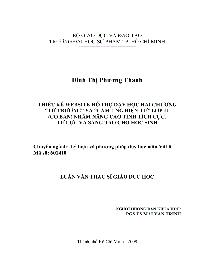 image for page Thiết kế website hỗ trợ dạy học hai chương Từ Trường và Cảm Ứng Điện Từ lớp 11 CB nhằm nâng cao tính tích cực tự lực và sáng tạo cho HS