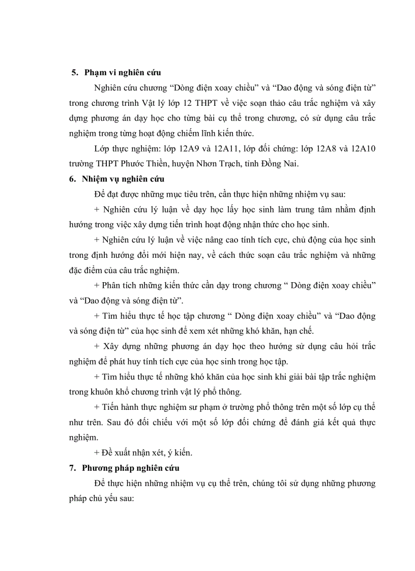 image for page Xây dựng và sử dụng câu hỏi trắc nghiệm trong dạy học chương dòng điện xoay chiều và dao động và sóng điện từ vật lý 12 THPT nhằm phát huy tính