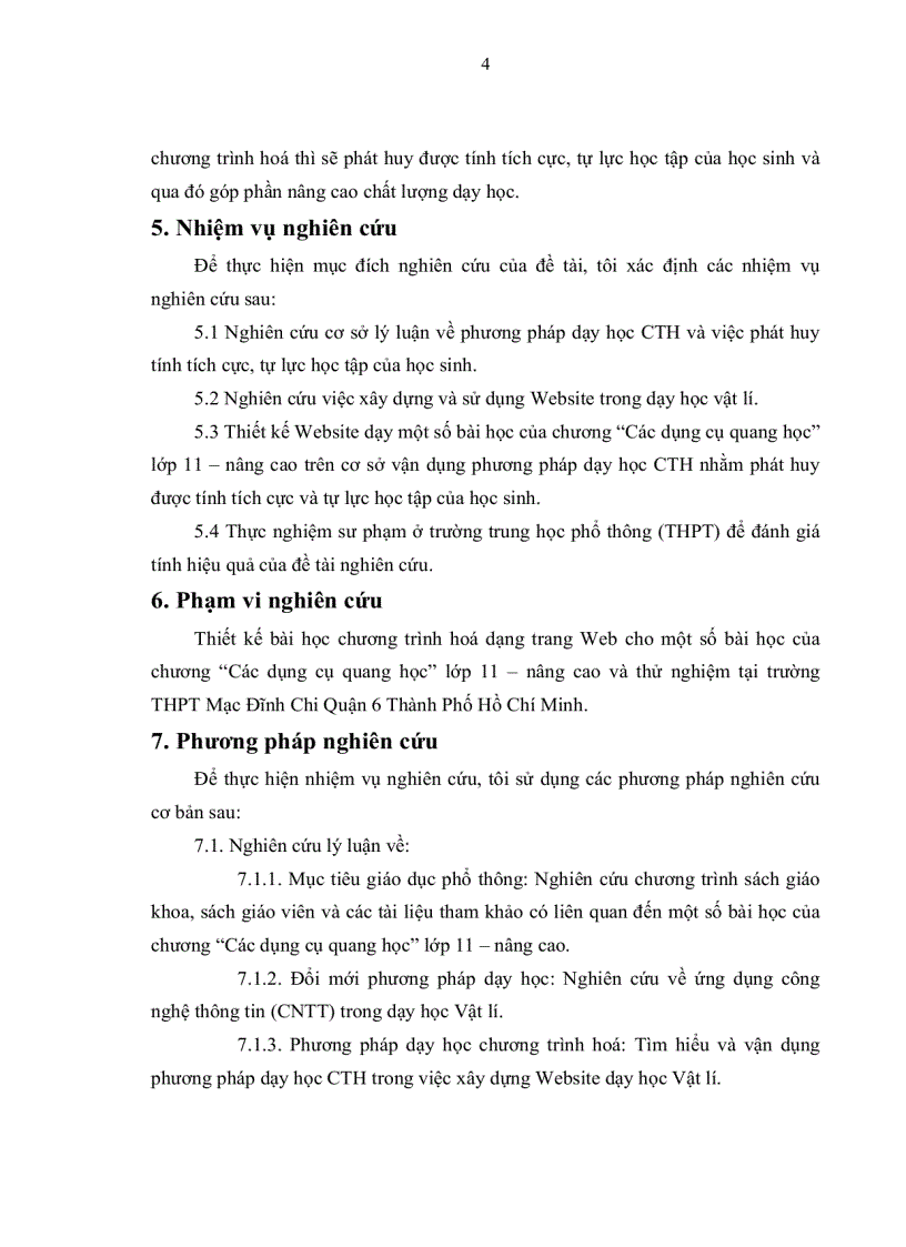 image for page Xây dựng website dạy một số bài học của chương các dụng cụ quang học lớp 11 nâng cao trên cơ sở vận dụng PPDH chương trình hóa nhằm phát huy tính