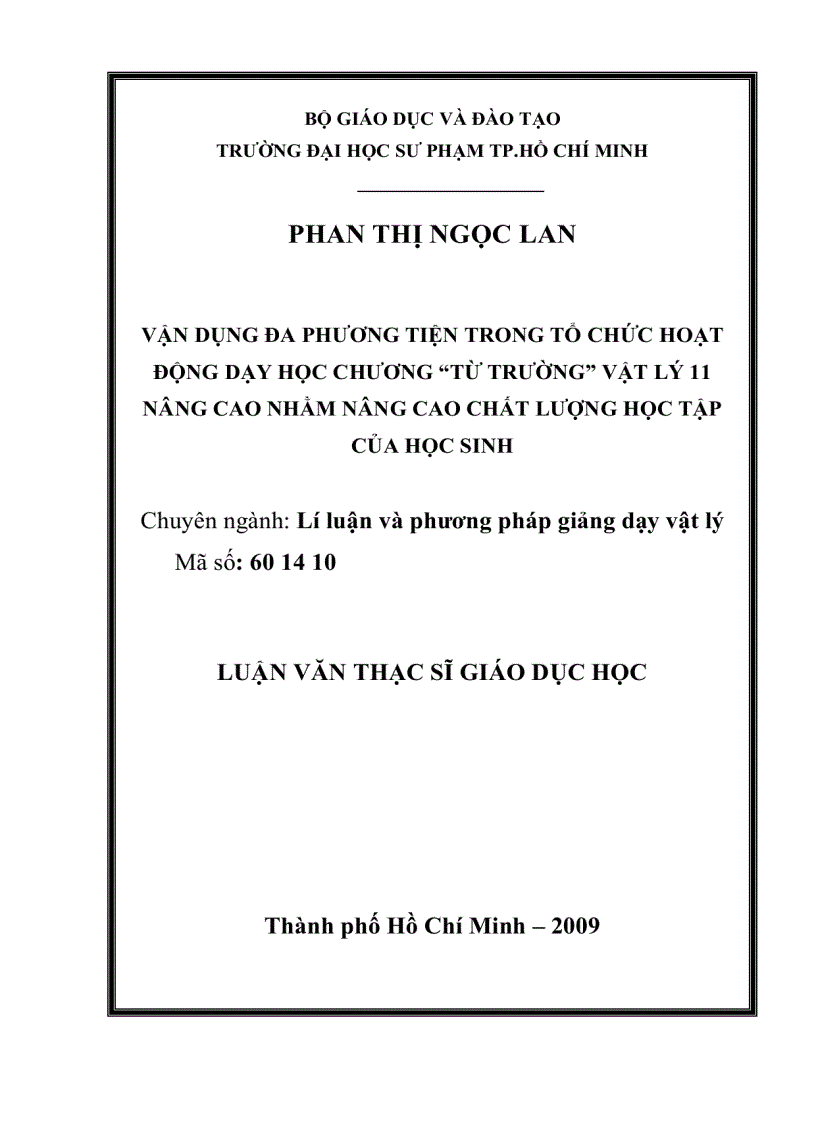 image for page Vận dụng đa phương tiện trong tổ chức hoạt động dạy học chương từ trường vật lý 11 nâng cao nhằm nâng cao chất lượng học tập của HS