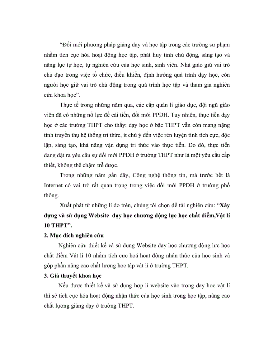 image for page Xây dựng và sử dụng website dạy học chương động lực học chất điểm lớp 10 THPT