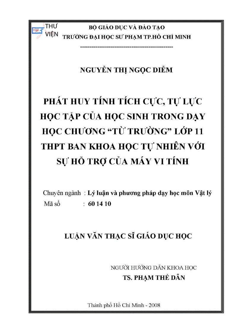 image for page Phát huy tính tích cực tự lực học tập của học sinh trong dạy học chương từ trường lớp 11 THPT ban KHTN với sự hỗ trợ của máy vi tính