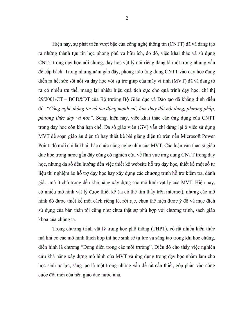 image for page Xây dựng một số mô hình vật lý trên máy tính nhằm hỗ trợ học sinh tự lực và sáng tạo trong dạy học chương dòng điện trong các môi trường vật lý 11NC