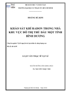 Khảo sát khí Radon trong nhà khu vực đô thị Thủ Dầu Một tỉnh Bình Dương