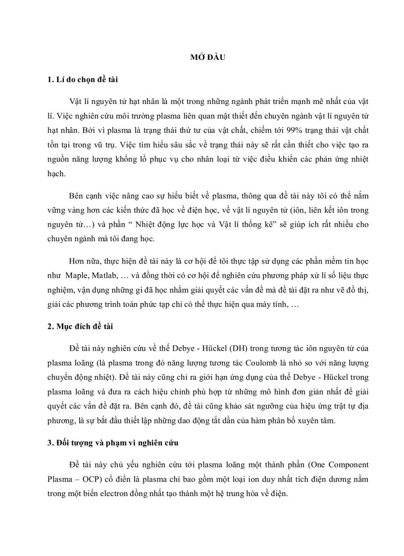 image for page Thế Debye Huckel trong tương tác Ion nguyên tử của Plasma loãng
