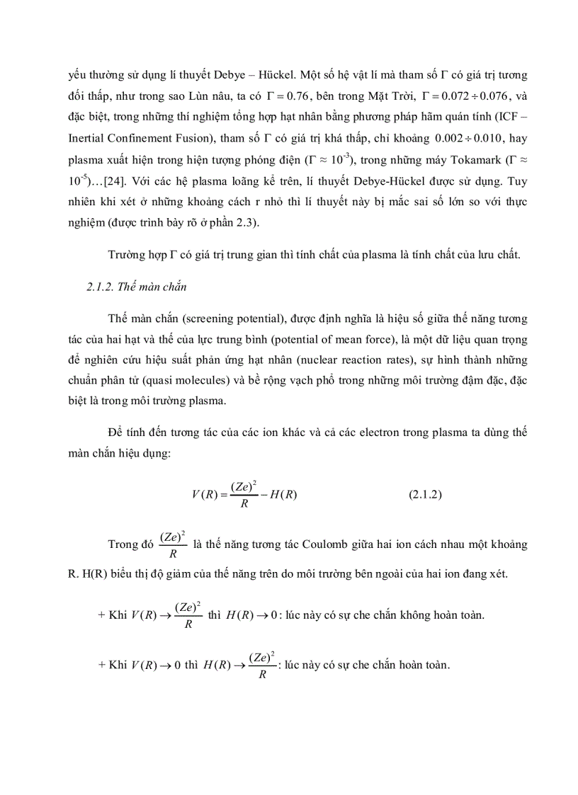 image for page Thế Debye Huckel trong tương tác Ion nguyên tử của Plasma loãng