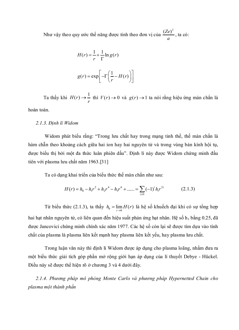 image for page Thế Debye Huckel trong tương tác Ion nguyên tử của Plasma loãng