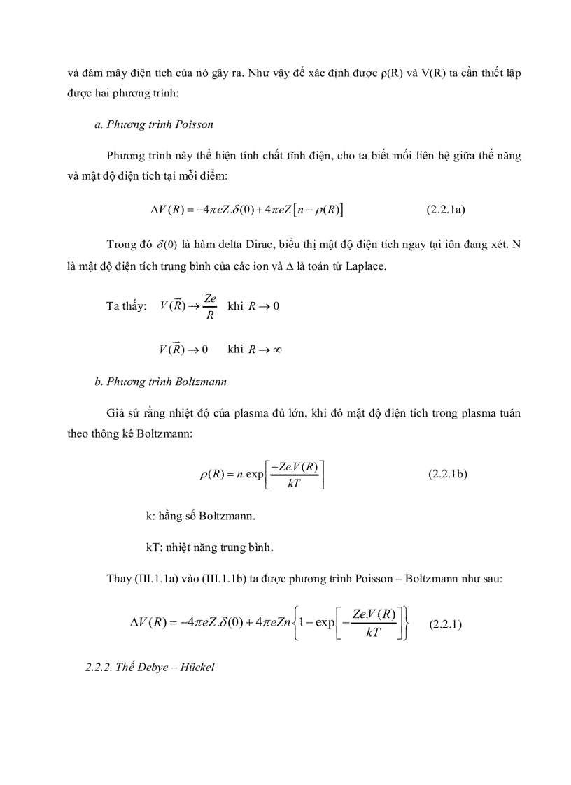 image for page Thế Debye Huckel trong tương tác Ion nguyên tử của Plasma loãng