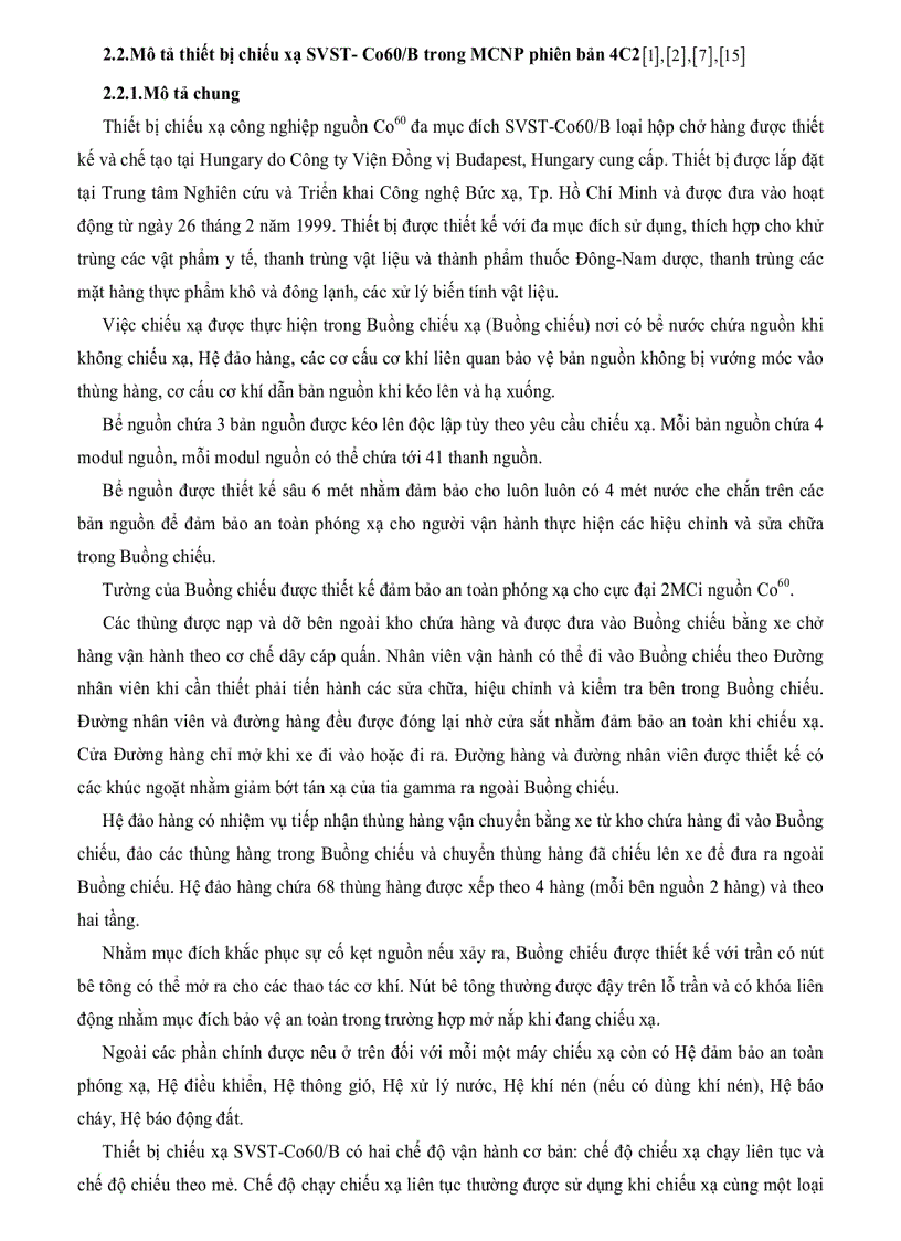 image for page Tính toán phân bố liều trong thùng hàng chiếu xạ và xây dựng phần mềm xác định chế độ chiếu xạ trên thiết bị SVST Co 60 B