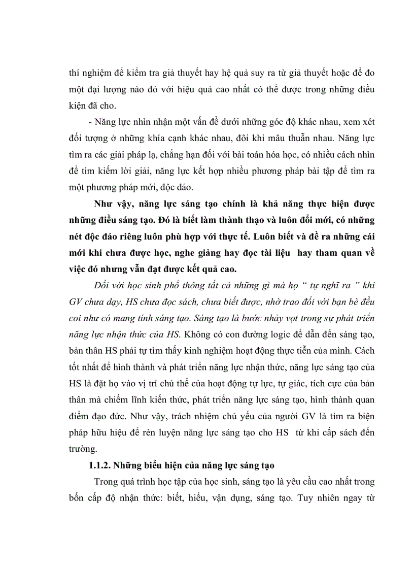 image for page Rèn luyện năng lực sáng tạo cho học sinh trong dạy học hóa học chương Oxi Lưu huỳnh Lớp 10 ban nâng cao