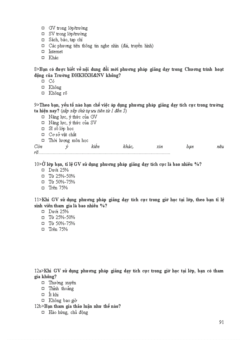 image for page Phản ứng của sinh viên trường Đại học Khoa học xã hội và Nhân văn đối với việc áp dụng phương pháp giảng dạy tích cực trong nhà trường hiện nay