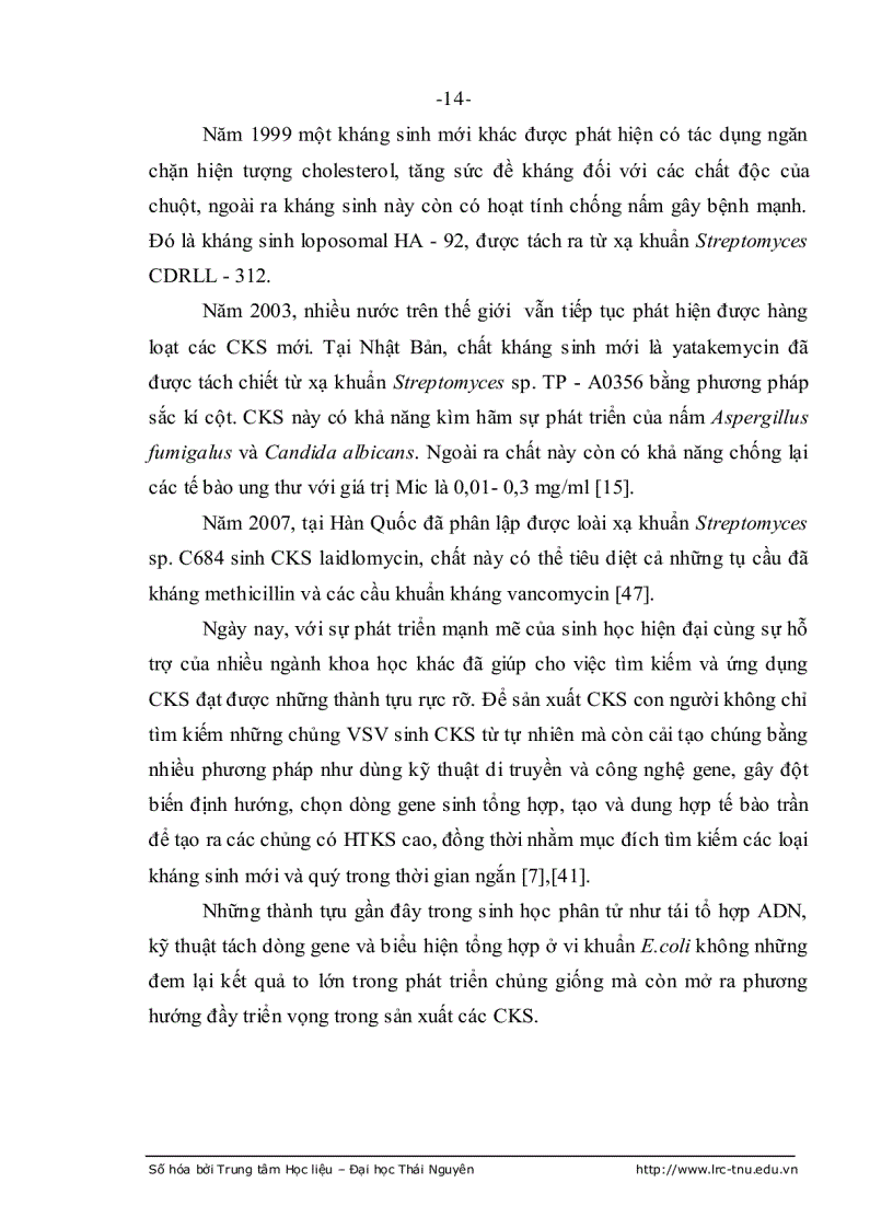 image for page Nghiên cứu xạ khuẩn thuộc chi streptomyces sinh chất kháng sinh chống nấm gây bệnh trên cây chè ở thái nguyên