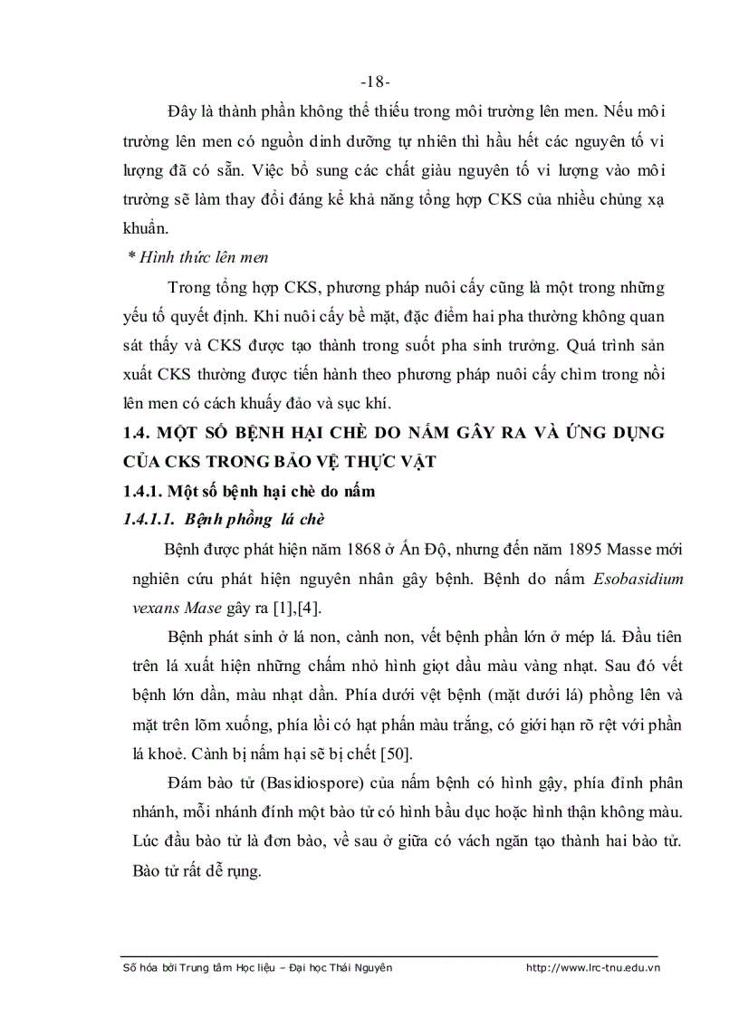 image for page Nghiên cứu xạ khuẩn thuộc chi streptomyces sinh chất kháng sinh chống nấm gây bệnh trên cây chè ở thái nguyên