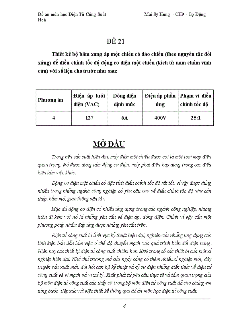 image for page Thiết kế bộ băm xung áp một chiều có đảo chiều để điều chỉnh tốc độ động cơ điện một chiều