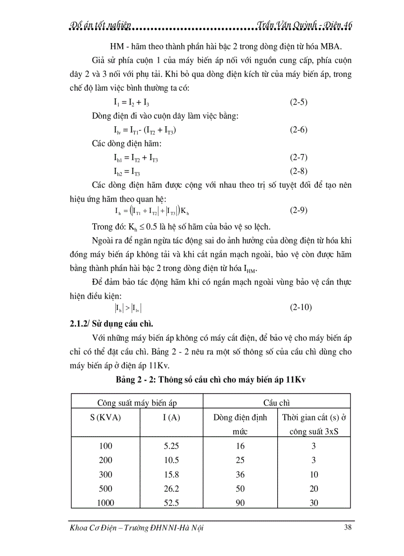 image for page Bảo vệ so lệch máy biến áp sử dụng rơle so lệch số 7UT5