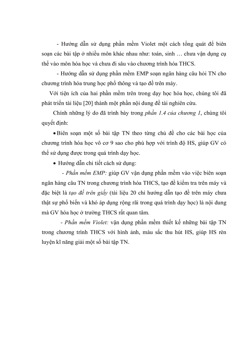 image for page Xây dựng hệ thống bài tập sử dụng một số phần mềm để dạy học và tạo một số đề kiểm tra trắc nghiệm khách quan cho phần hóa học vô cơ lớp 9