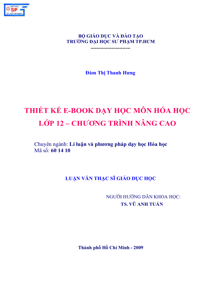 image for page Thiết kế E Book dạy học môn hóa học lớp 12 chương trình Nâng Cao