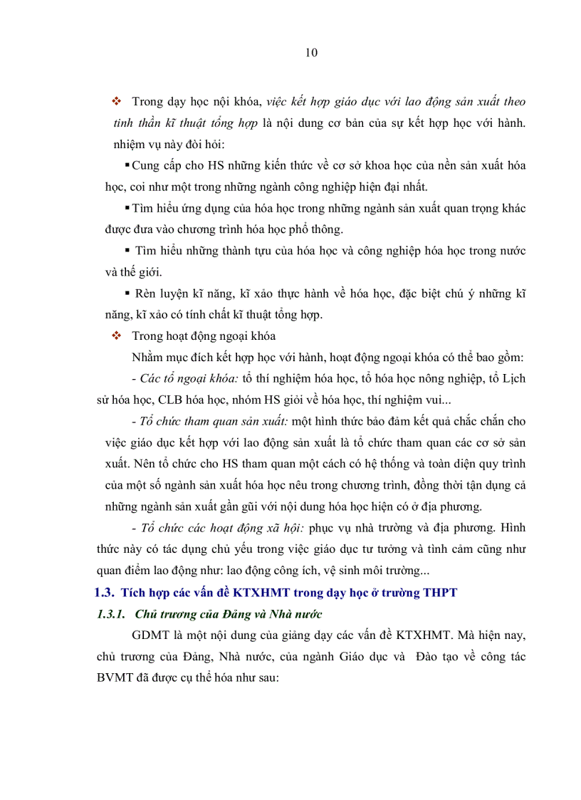 image for page Tích hợp các vấn đề kinh tế xã hội và môi trường trong dạy học môn hóa học lớp 12 THPT