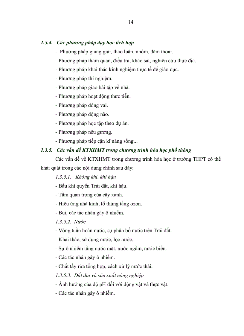 image for page Tích hợp các vấn đề kinh tế xã hội và môi trường trong dạy học môn hóa học lớp 12 THPT