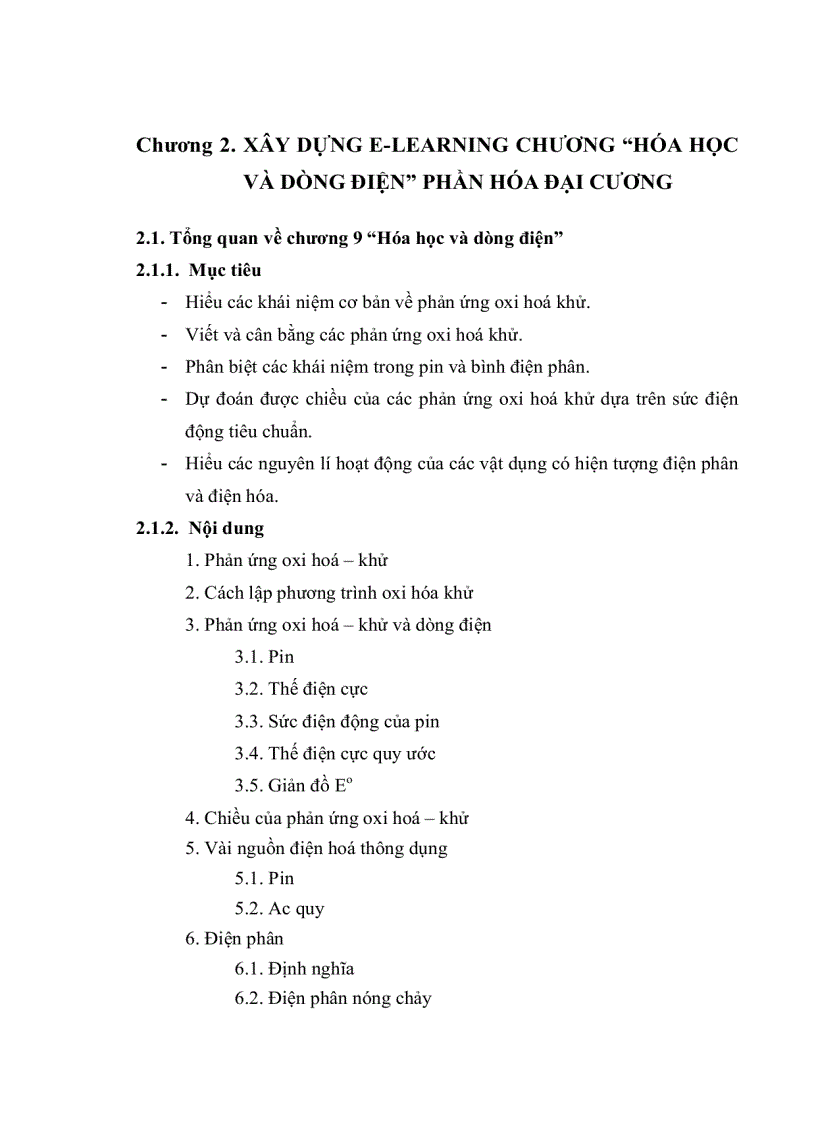 image for page Xây dựng E learning chương hóa học và dòng điện phần hóa đại cương trường CĐ Kỹ Thuật Cao Thắng