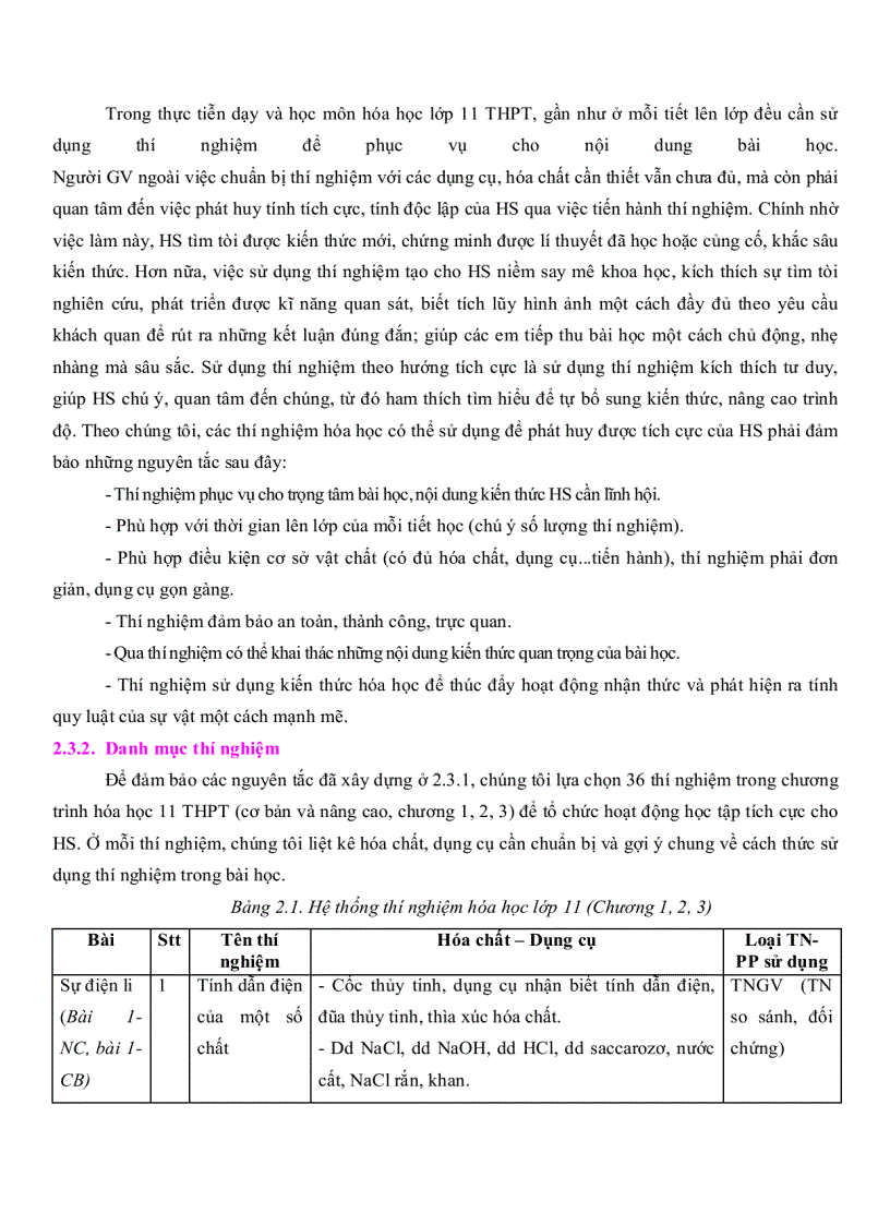 image for page Sử dụng thí nghiệm hóa học để tổ chức hoạt động học tập tích cực cho học sinh lớp 11 Trung Học Phổ Thông